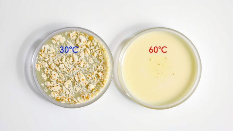 sanitization efficiency at 30 c vs 60 c