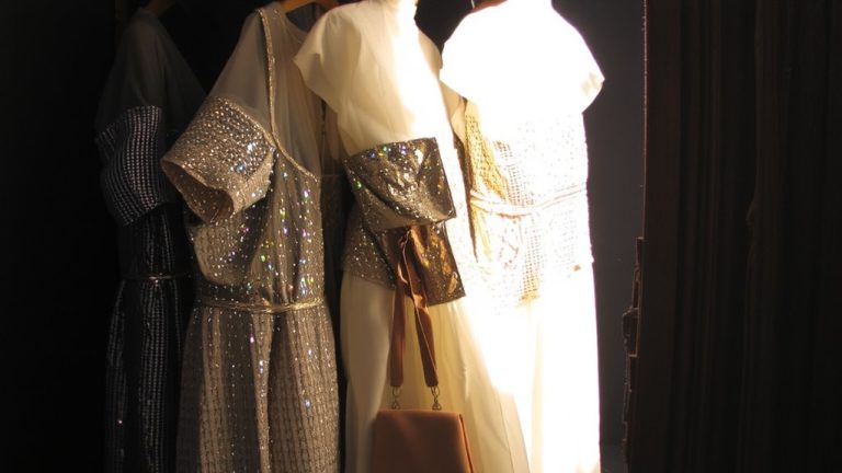 sequined garments in pillowcases